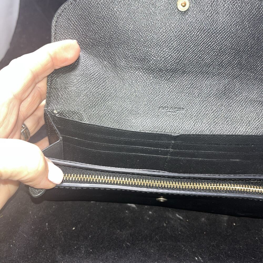 Coach Women's Black Pebbled Leather Soft Trifold Wallet F54008 - Picture 4 of 7